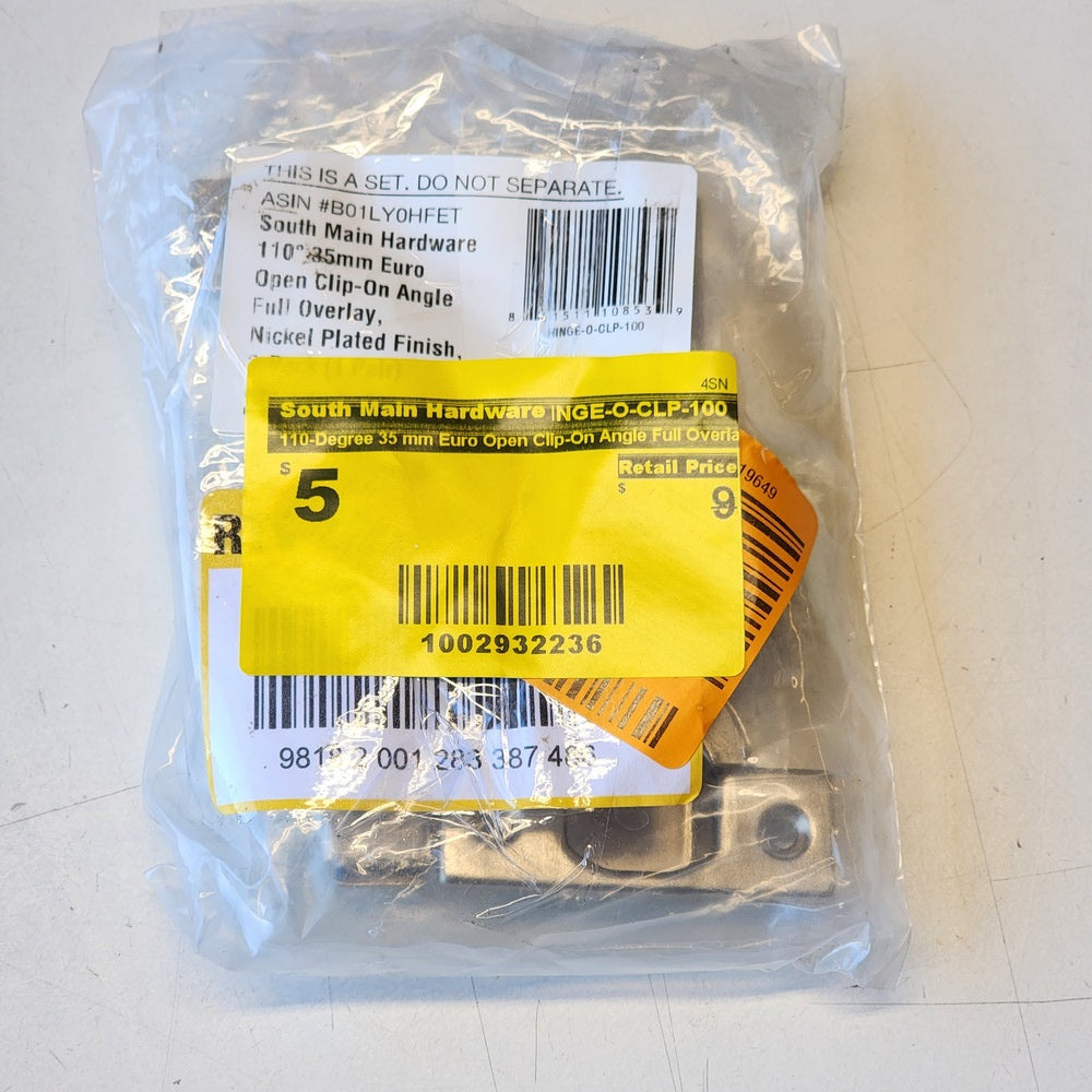 110-Degree 35 mm Euro Open Clip-On Angle Full Overlay Hinge (1-Pair) (HINGE-O-CLP-100) 110-Degree 35 mm Euro Open Clip-On Angle Full Overlay Hinge (1-Pair) (HINGE-O-CLP-100)